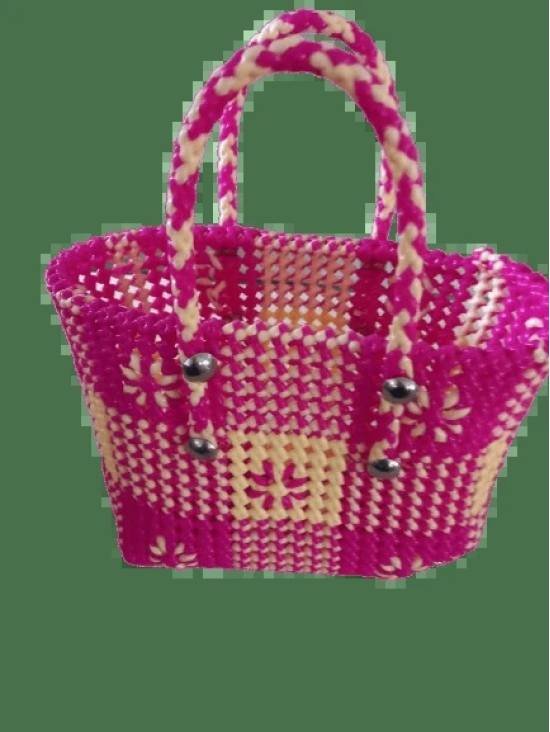  Handmade Colorful Plastic Woven Tote Bag