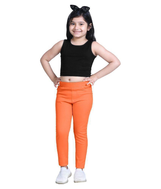 Naughty Ninos - Orange Cotton Girls Leggings ( Pack of 1 ) - None