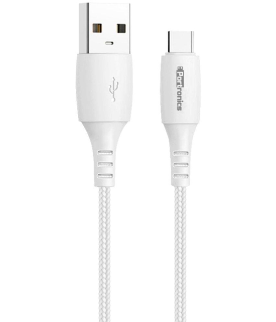 Portronics Konnect A Type -C Cable:1M Type-C Cable with PVC Heads ,White (POR 1179) - White