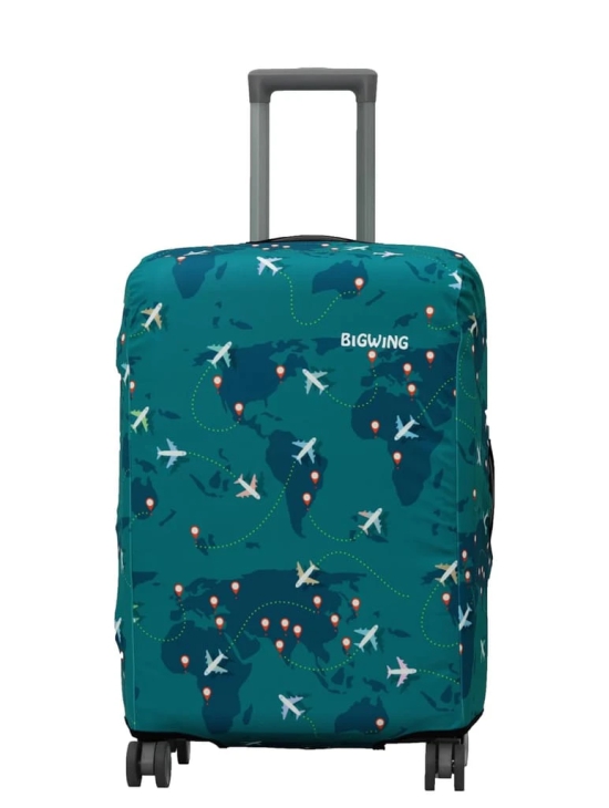 Map Print Polyester Fabric (24 Inch) Medium Size Protective Hard Luggage Trolley Bag Cover (Fits Only On Fiber/Plastic Trolley Bag)