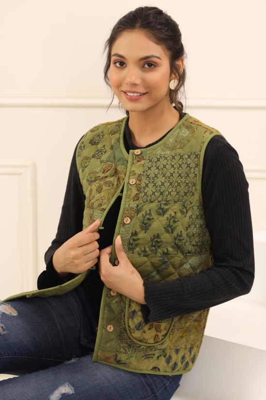 Printed women quilted  jacket-3XL