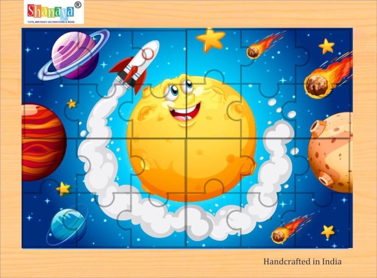 SHANAYA 2-in-1 Wooden Jigsaw Puzzles for Kids - Educational Montessori Toy, Tetris and Geometric Shapes, Interactive Learning Games (Solar System + Space Astronaut)