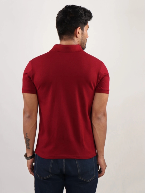 Men Maroon Polo Neck T-Shirt-M / Maroon