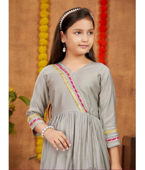 Aarika Girls Silk Patiala Kurta Set ( Pack of 1 , Grey ) - None