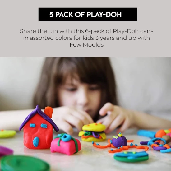 Play with Dough Fun with Dough Clay 5 Pcs Clay, Children Modeling-Reusable Clay (30Gms-Pack of 6 with Moulds)