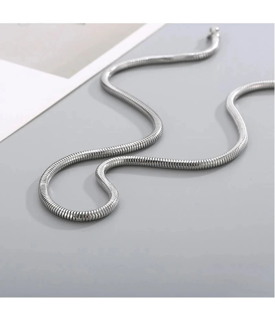 FASHION FRILL Silver Plated Stainless Steel Chain ( Pack of 1 ) - None