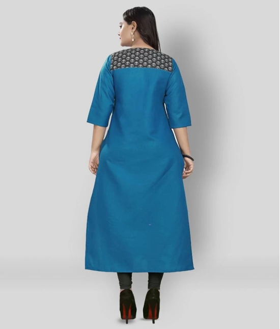 Rangrasiya - Blue Cotton Womens Straight Kurti ( Pack of 1 ) - XL