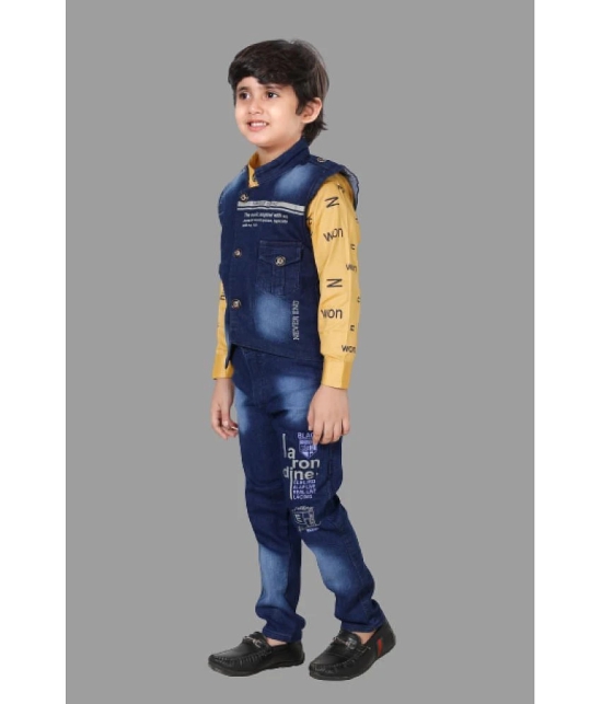 DKGF Fashion - Mustard Cotton Blend Boys Shirt & Jeans ( Pack of 1 ) - None