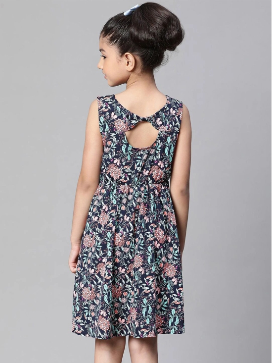 Oxolloxo Girls Floral Print Sleeveless Round Neck Dress