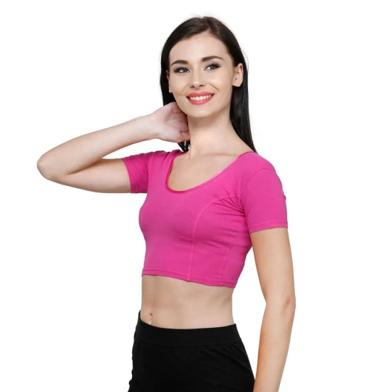 Vami Women's Cotton Stretchable Readymade Blouses - Magic Pink S