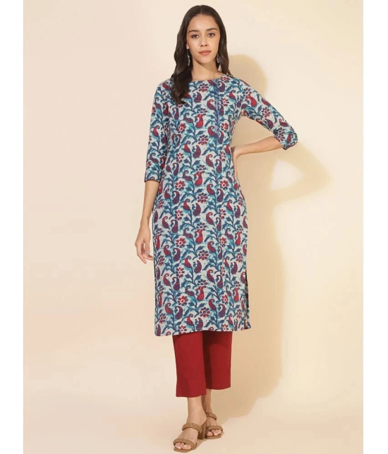 Janasya Cotton Printed Straight Womens Kurti - Multicoloured ( Pack of 1 ) - None