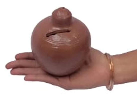 Mii Art mitti ka gullak,Money Bank,Clay gullak Money Box,Piggy Bank,Coin Box for Kids(Color-Brown)(Material-Soil)Pack of 1 Pieces.