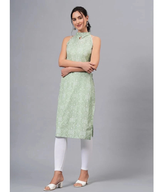 HIGHLIGHT FASHION EXPORT Cotton Printed Straight Womens Kurti - Green ( Pack of 1 ) - None