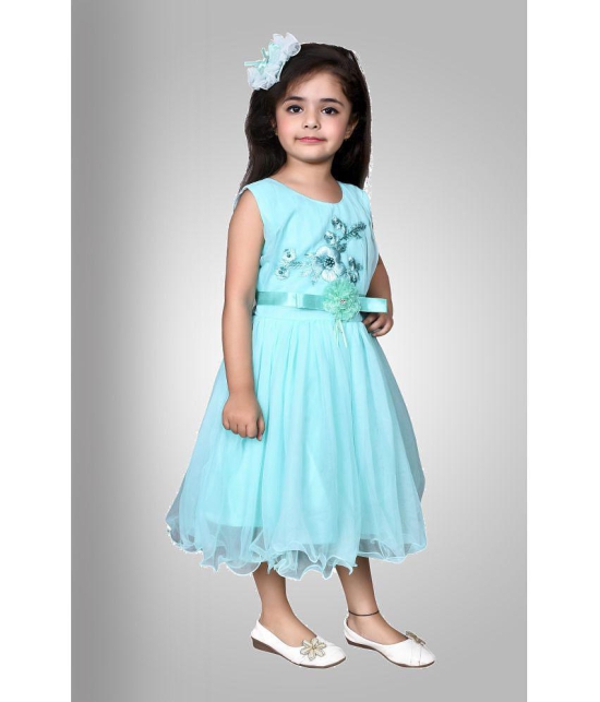 Arshia Fashions - Light Blue Net Girls Frock ( Pack of 1 ) - None