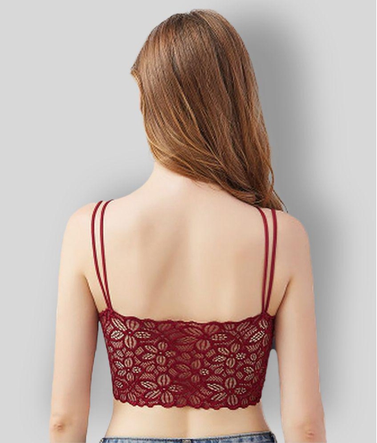 Nizvira - Maroon Lace Lightly Padded Womens Bralette ( Pack of 1 ) - 30