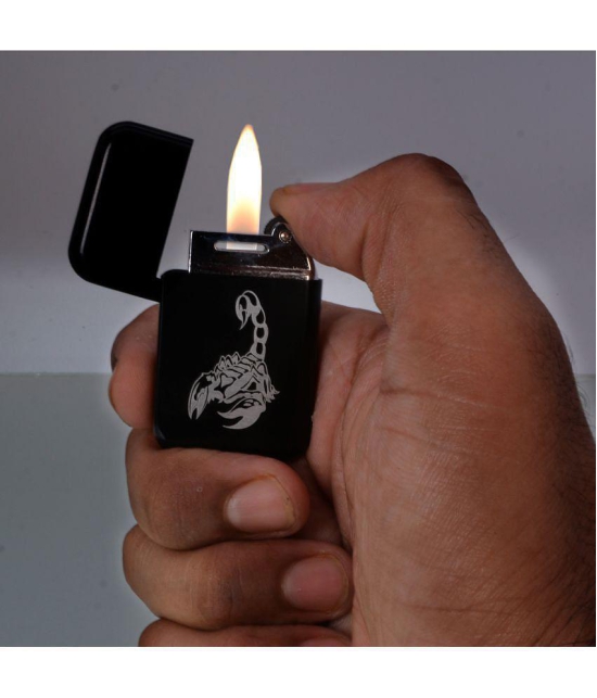 JMALL - Black Aluminium Cigarette Lighter ( Pack of 1 ) - Black