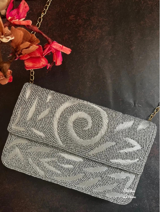 Box Style Flap Bag Silver