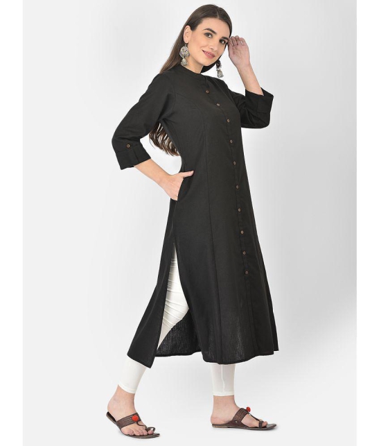 Pistaa - Black Cotton Blend Women''s Front Slit Kurti ( Pack of 1 ) - None