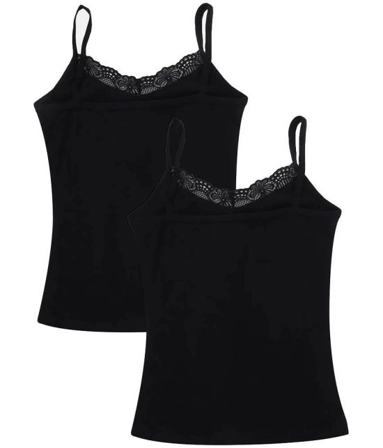 BODYCARE Girls Camisole Dori Neck Sleeveless Pack Of 2-Black - None