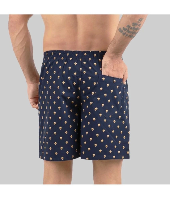 Navy Blue Cotton Mens Boxer- ( Pack of 1 ) - None