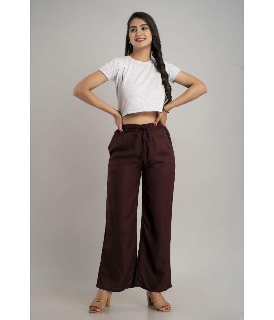 MAUKA - Brown Rayon Wide leg Womens Palazzos ( Pack of 1 ) - None