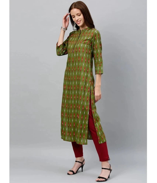 KIPEK - Green Rayon Womens Straight Kurti ( Pack of 1 ) - None