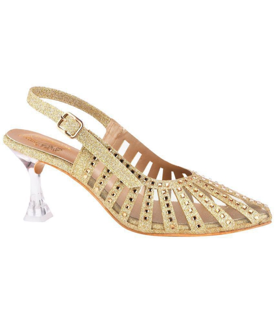 Shoetopia Gold Women''s Sandal Heels - None