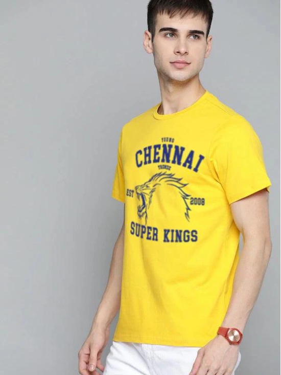 Half Sleeve Mens Chennai Super IPL T-Shirts-M / Yellow