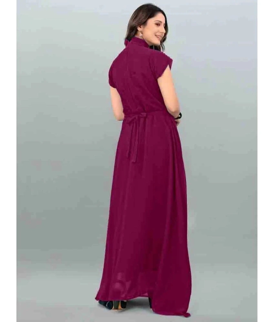 JASH CREATION - Wine Georgette Womens Gown ( Pack of 1 ) - None