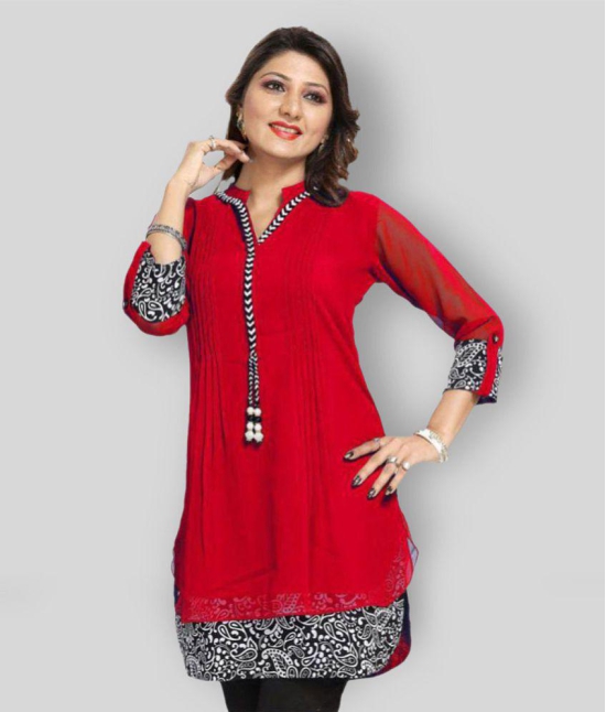 Meher Impex - Red Georgette Women''s Double Layered Kurti ( Pack of 1 ) - L