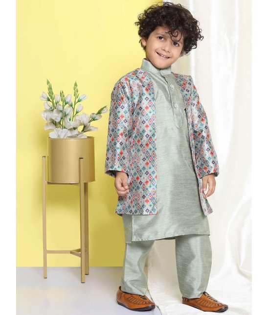 AJ Dezines - Pistachio Silk Blend Boys Sherwani ( Pack of 1 ) - None