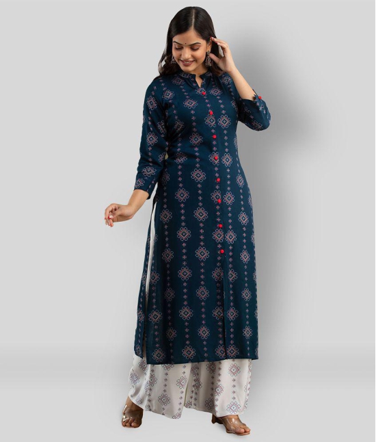 Lee Moda - Navy Blue Straight Rayon Womens Stitched Salwar Suit ( Pack of 1 ) - S