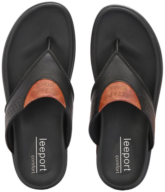 Leeport - Black Mens Thong Flip Flop - None