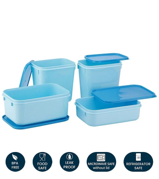 HOMETALES Plastic Multi-Purpose Food Container, 860ml X 1U, 1200ml X 1U, 1000ml X 2U, Light Blue, (4U) - Blue