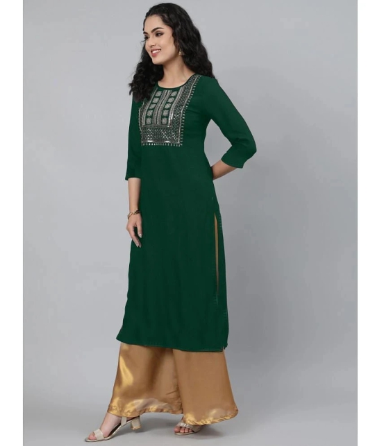 JASH CREATION - Green Rayon Womens Straight Kurti ( Pack of 1 ) - None