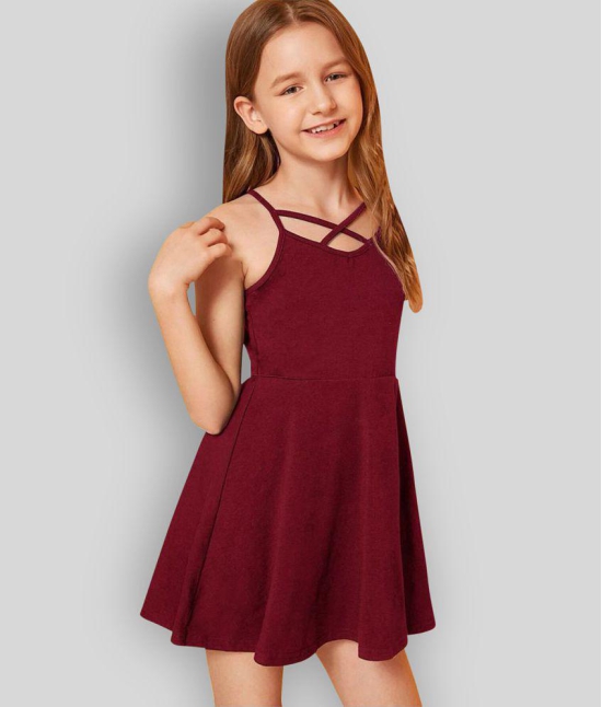 Addyvero - Maroon Cotton Blend Girls A-line Dress ( Pack of 1 ) - None