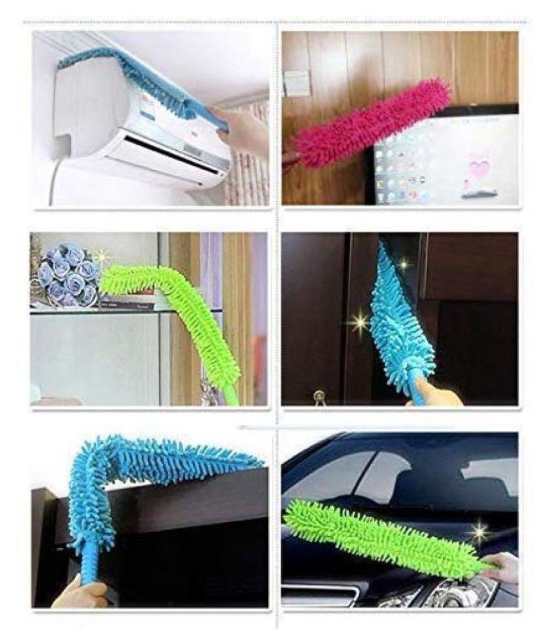 Saleh - Flexible Microfiber Cleaning Duster for Home, Kitchen, Car, Ceiling, and Fan with Extendable Handle (1U) Assorted Color