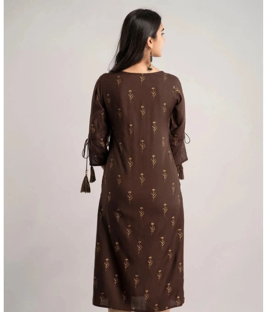 MAUKA - Brown Rayon Womens Straight Kurti ( Pack of 1 ) - None