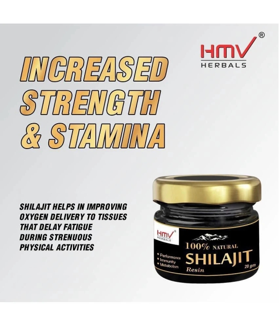 HMV Herbals Ayurveda Natural Shilajit / Shilajeet Resin (Pack of 20gm X 2) for Men & Women | Authentic & Pure Natural for Increased Strength & Stamina, Better Nutrient Absorption, Immunity B