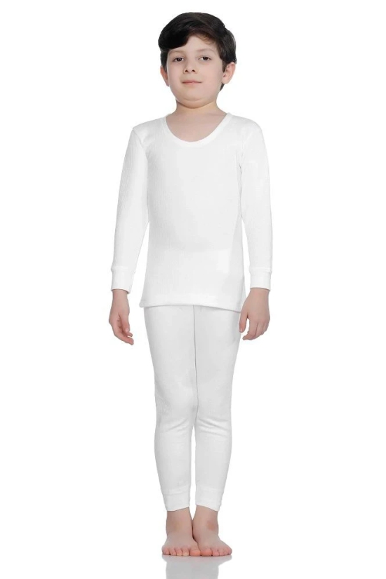 Bodycare Insider Off White Solid Kids Thermal Top & Bottom Set - None