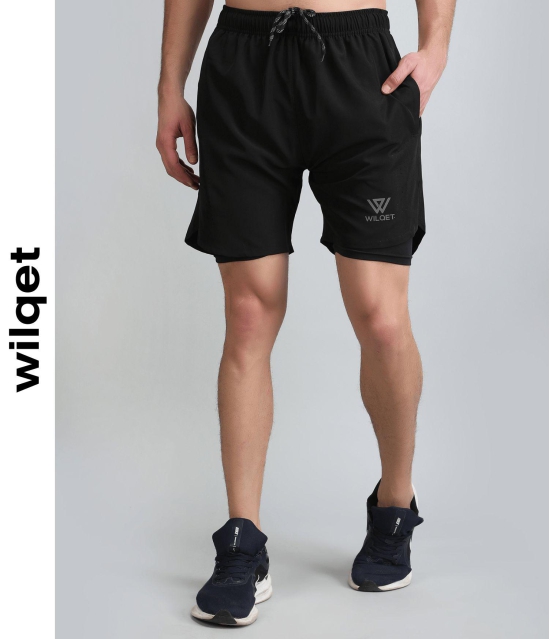 Mens 2IN1 Running Shorts-Black / S
