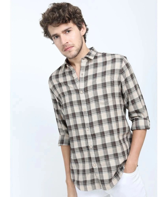 Ketch Polyester Slim Fit Checks Full Sleeves Mens Casual Shirt - Beige ( Pack of 1 ) - None