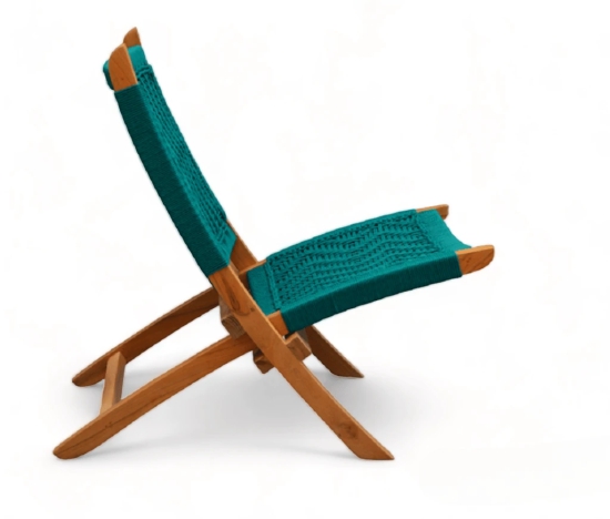 Orchid Homez Hand Woven Lounge Chair Folding Solid Wood Outdoor Chair (Natural) (Sea-Green)