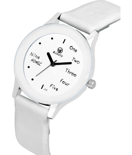 Septem White Leather Analog Mens Watch