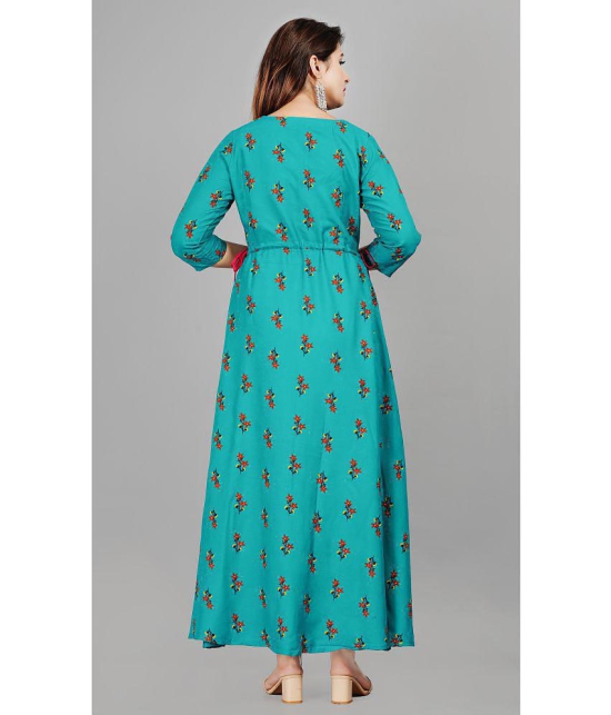 Smien - Turquoise Rayon Women's Anarkali Kurti ( Pack of 1 ) - None