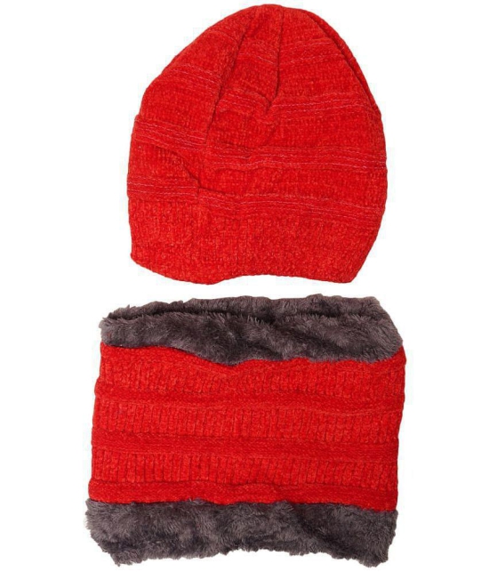 PENYAN - Red Woollen Womens Cap ( Pack of 1 ) - Red