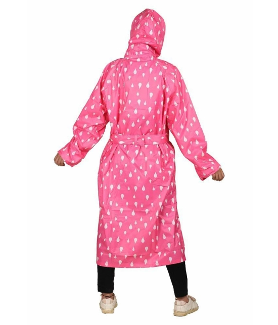 Goodluck Polyester Long Raincoat - Pink - L