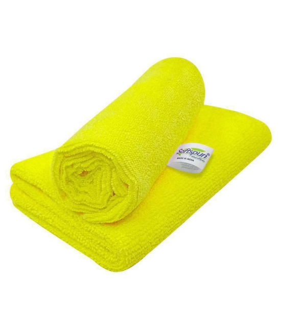 SOFTSPUN Microfiber Cleaning Cloths, 2pcs 40x40cms 340GSM Yellow! Highly Absorbent, Lint and Streak Free, Multi -Purpose Wash Cloth for Kitchen, Car, Window, Stainless Steel, Silverware.