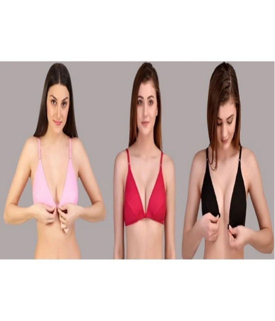 Zourt - Multicolor Cotton Non Padded Womens T-Shirt Bra ( Pack of 3 ) - None