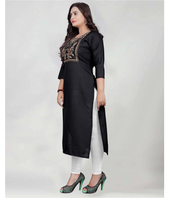 BROTHERS DEAL - Black Cotton Blend Women's Straight Kurti ( Pack of 1 ) - None